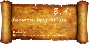 Barancsy Apollónia névjegykártya